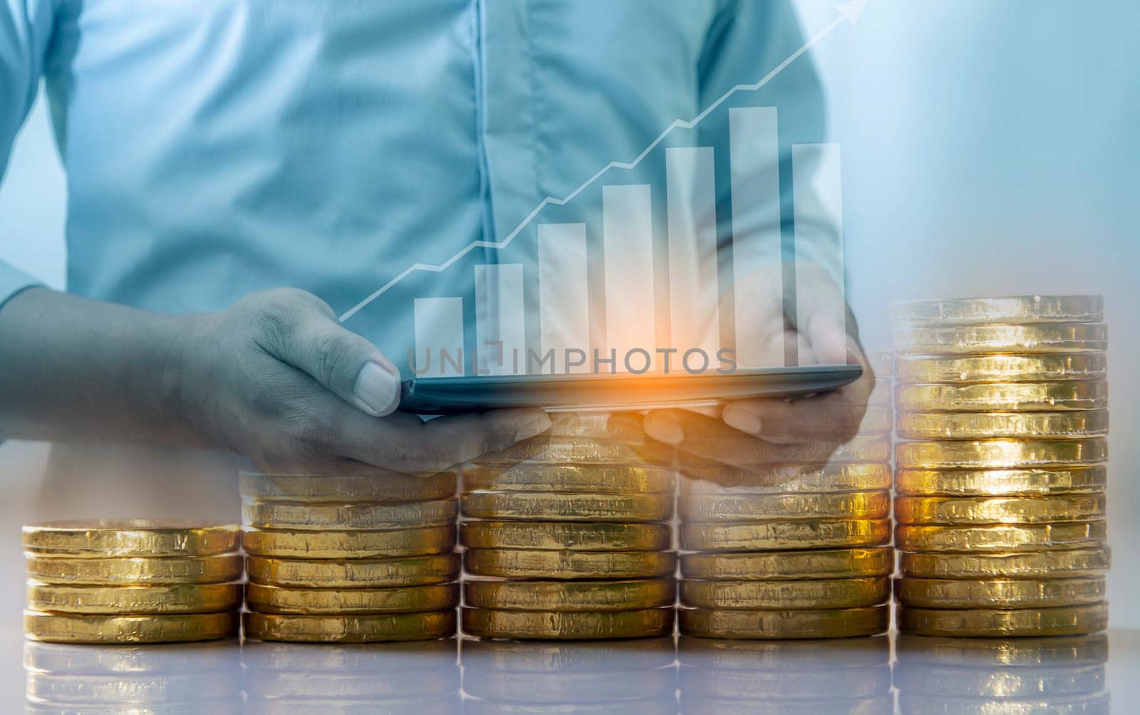 Duoble Exposure, Money and financial concept, Online Banking Concept, Investment Savings Concept, Online Stock Investors, Internet Financial Transactions