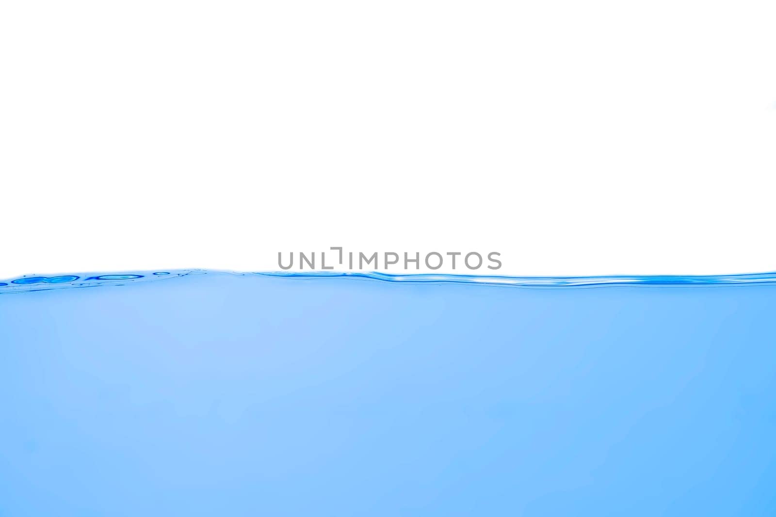 Water wave with bubbles on a white background