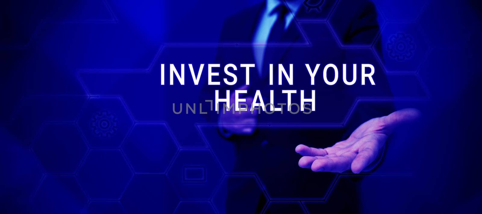 Writing displaying text Invest In Your Health, Business idea Live a Healthy Lifestyle Quality Food for Wellness