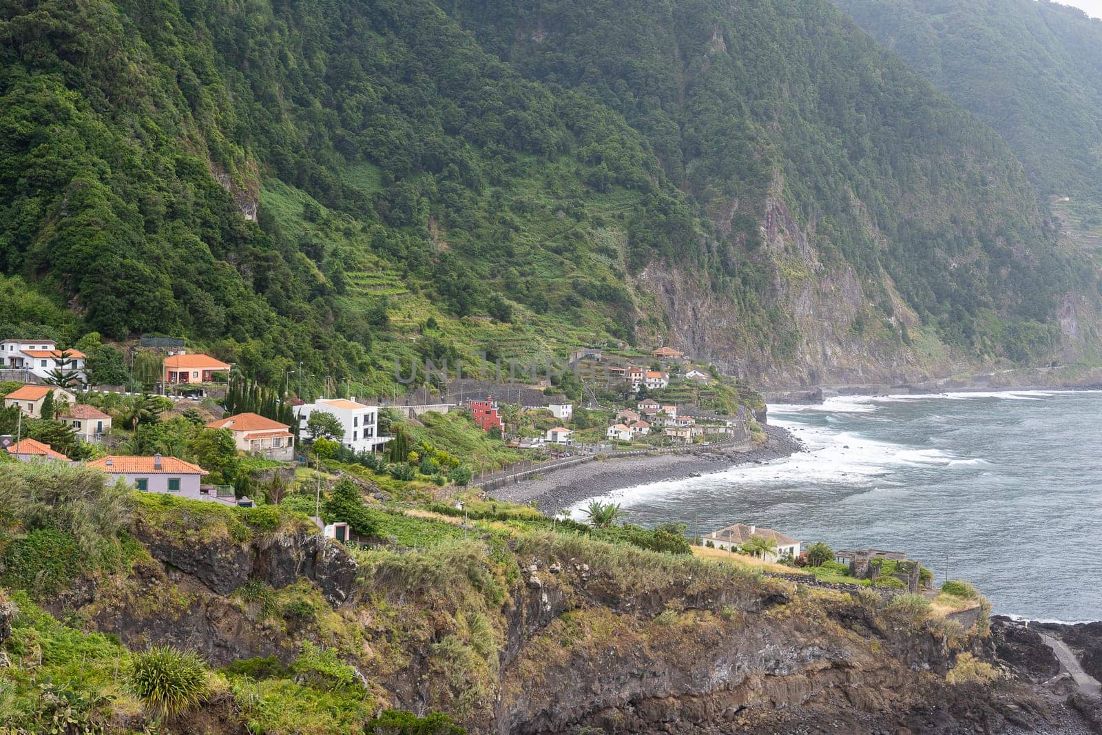 The Landscape on the coast in the Town Seixal on the Island of Madeira in the Atlantic Ocean