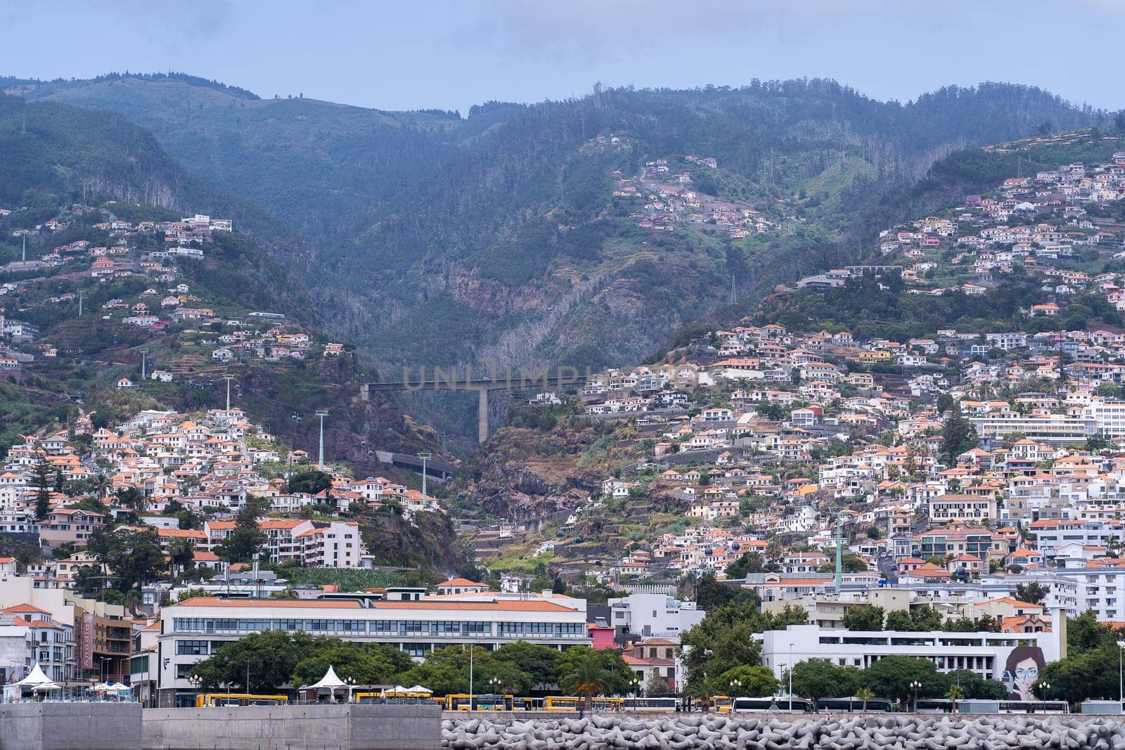 View from the sea of the Funchal city, Madeira, Portugal.