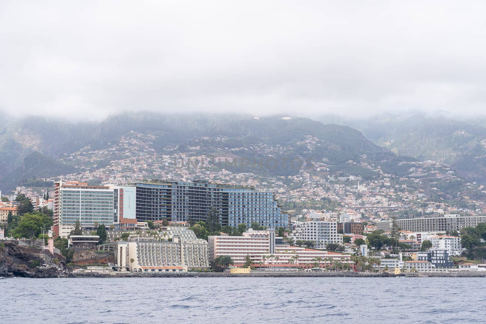 View from the sea of the Funchal city, Madeira, Portugal.