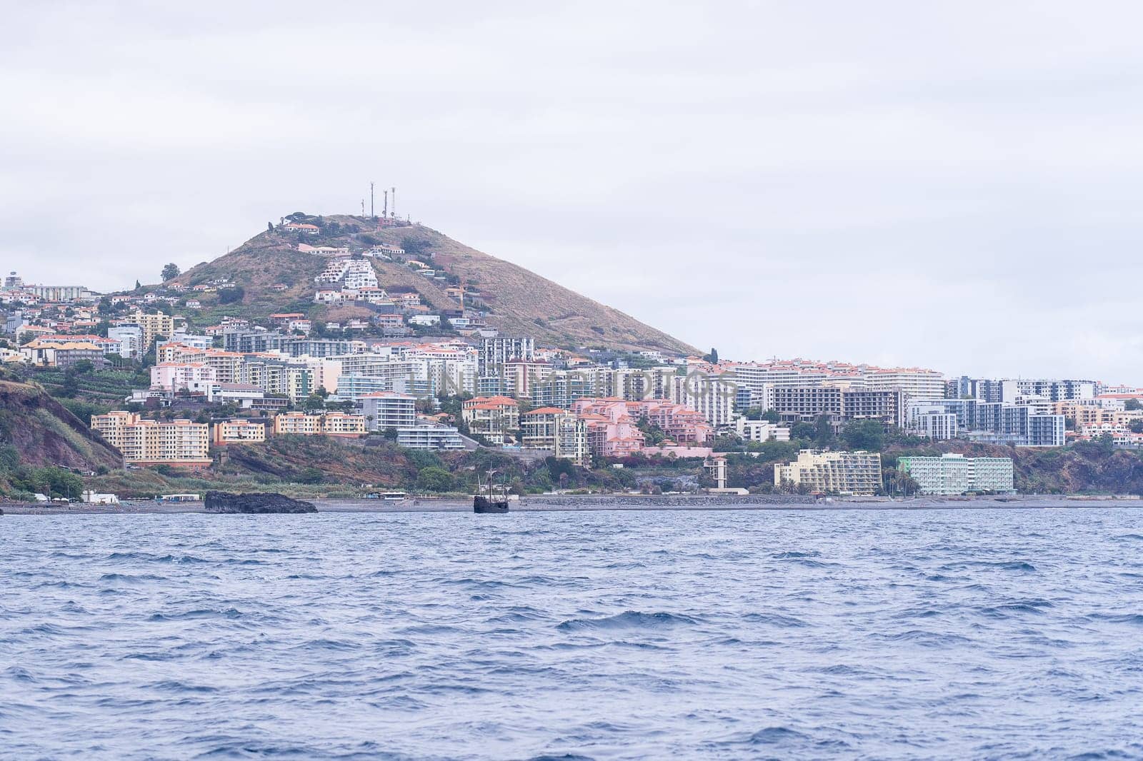 View from the sea of the Funchal city, Madeira, Portugal.