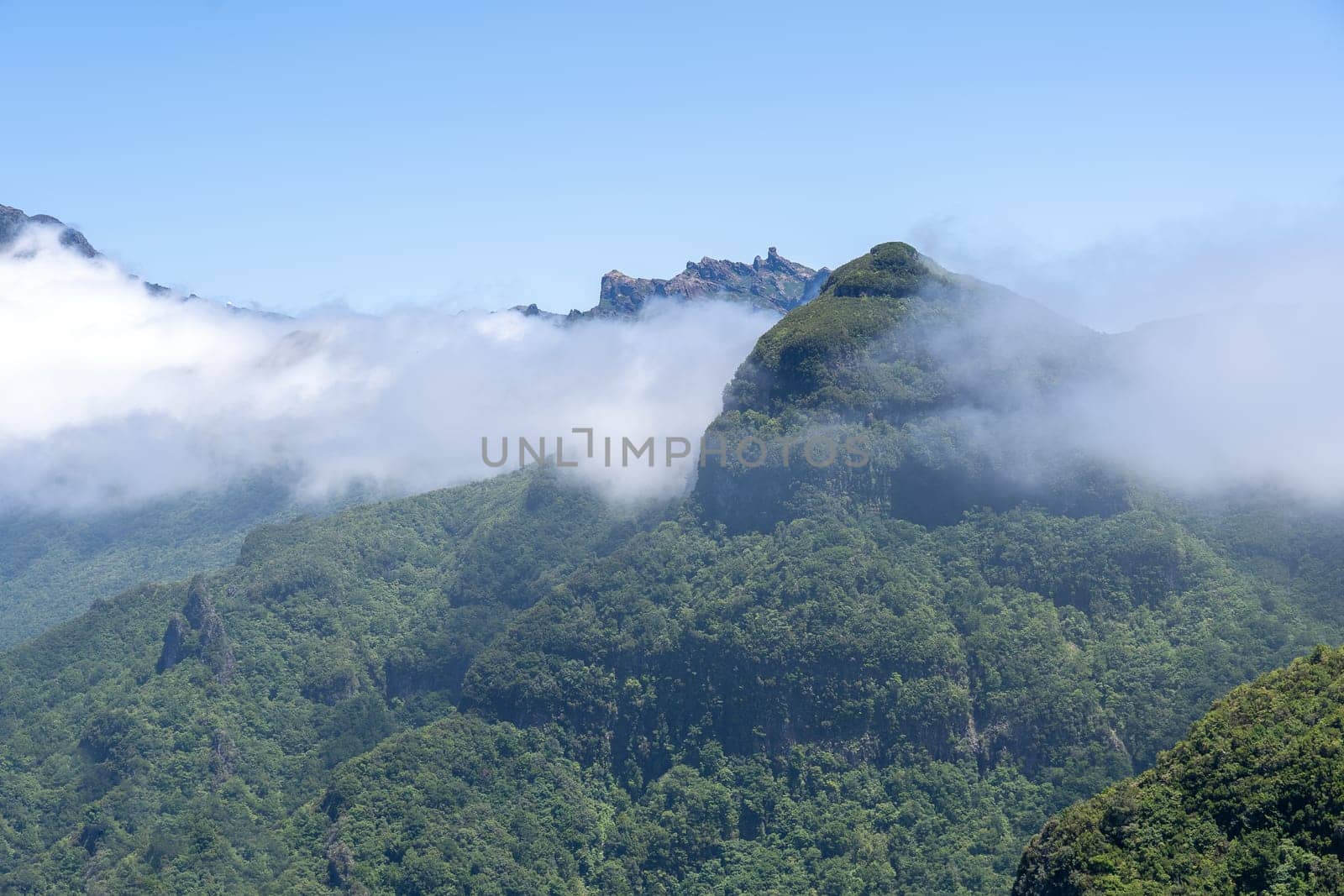 View to Pico Arieiro mountain in Madeira island, Portugal