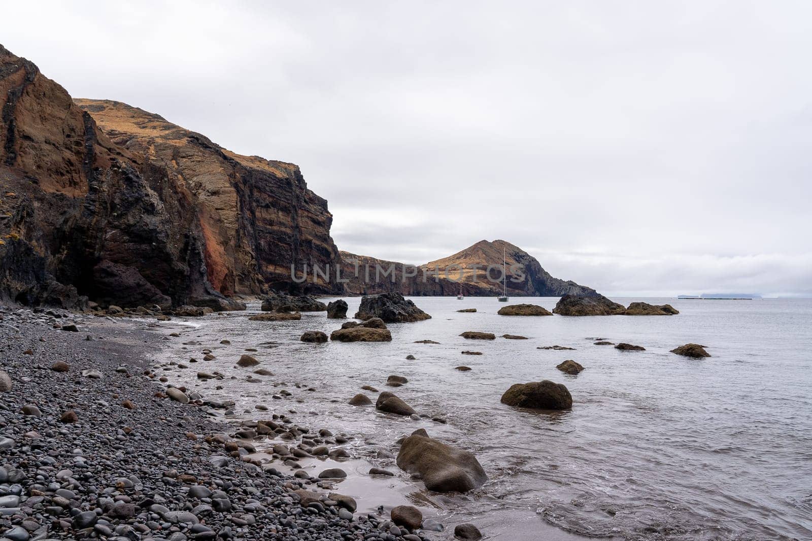 A rocky beach on the east coast of Madeira. Portugal