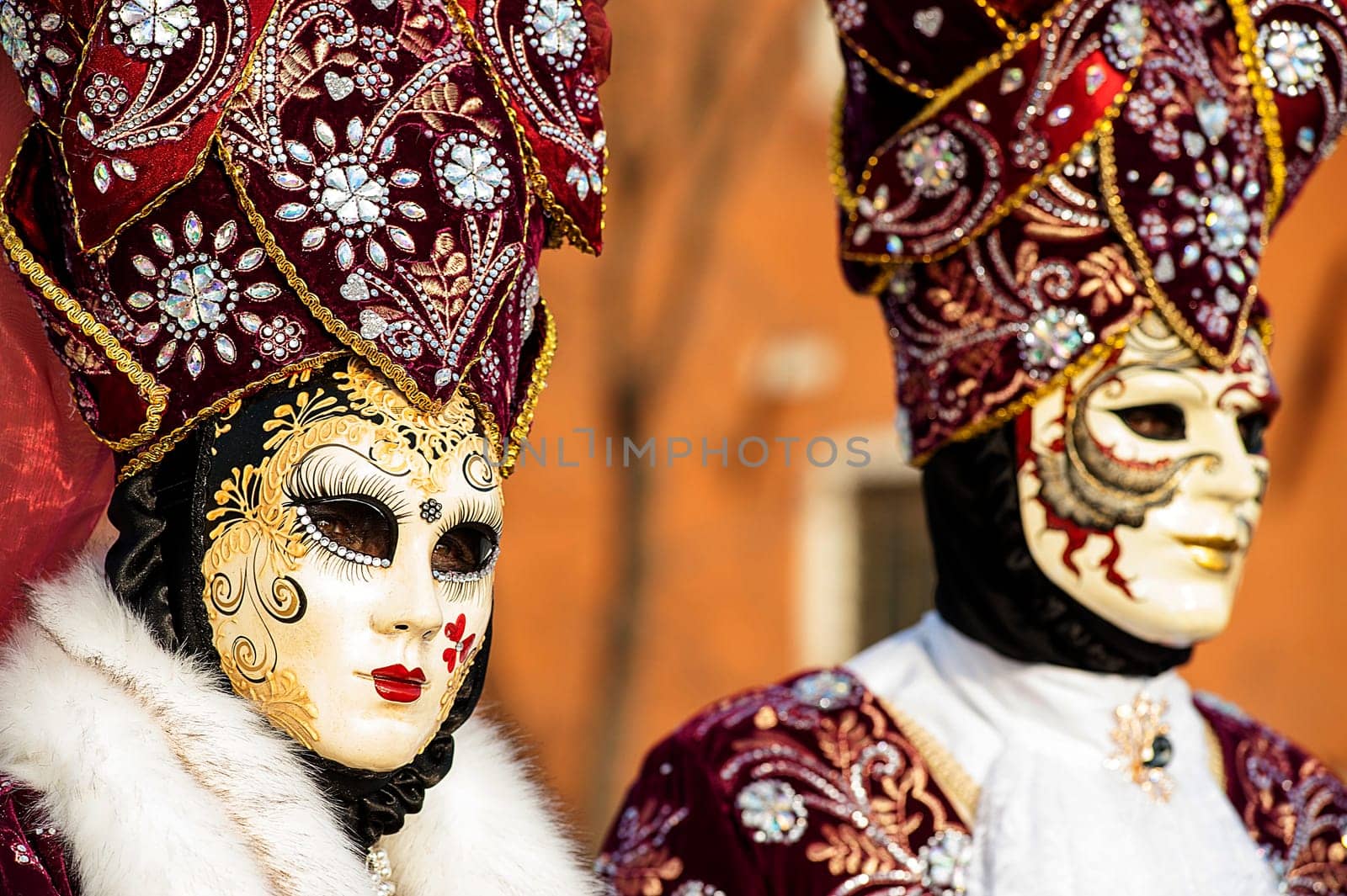 VENICE, ITALY - Febrary 5 2018: The masks of the Venice carnival 2018.