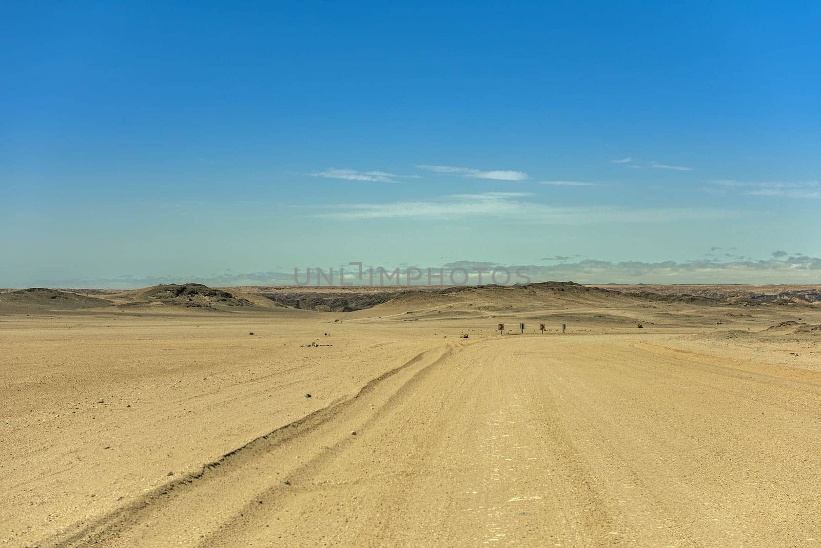 sand road through the moon landscape near Swakopmund, Namibia