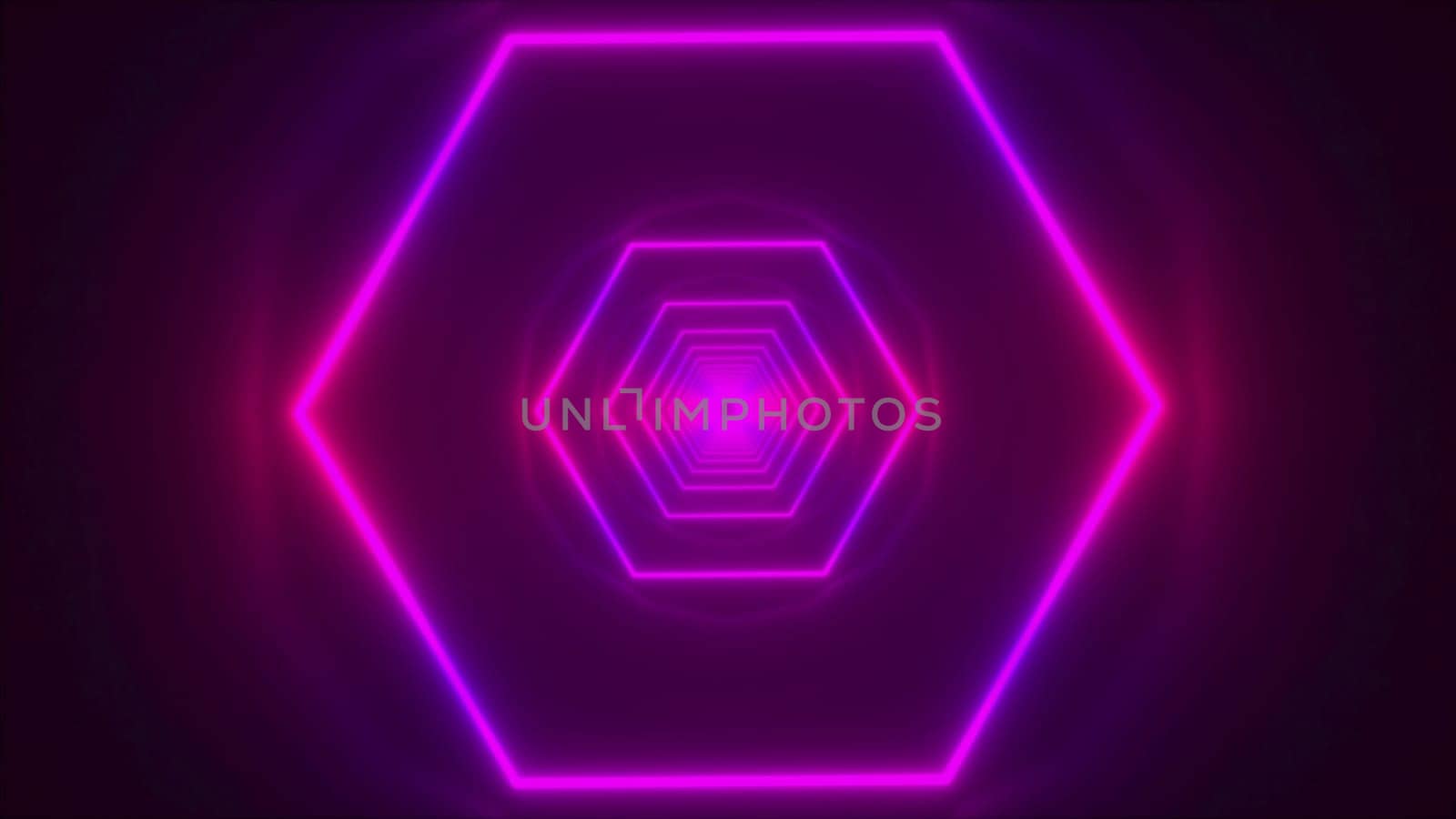 Neon hexagonal tunnel. Computer generated 3d render