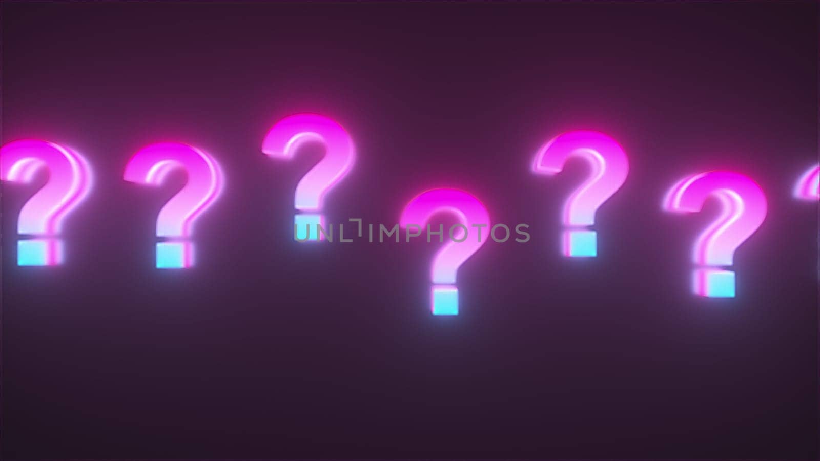 Neon questions marks. Computer generated 3d render