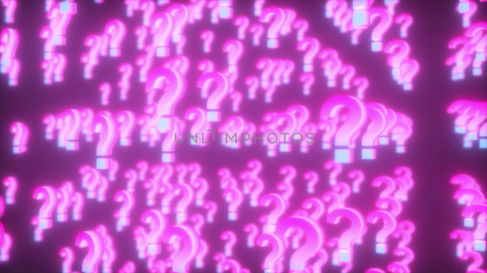 Neon questions marks. Computer generated 3d render