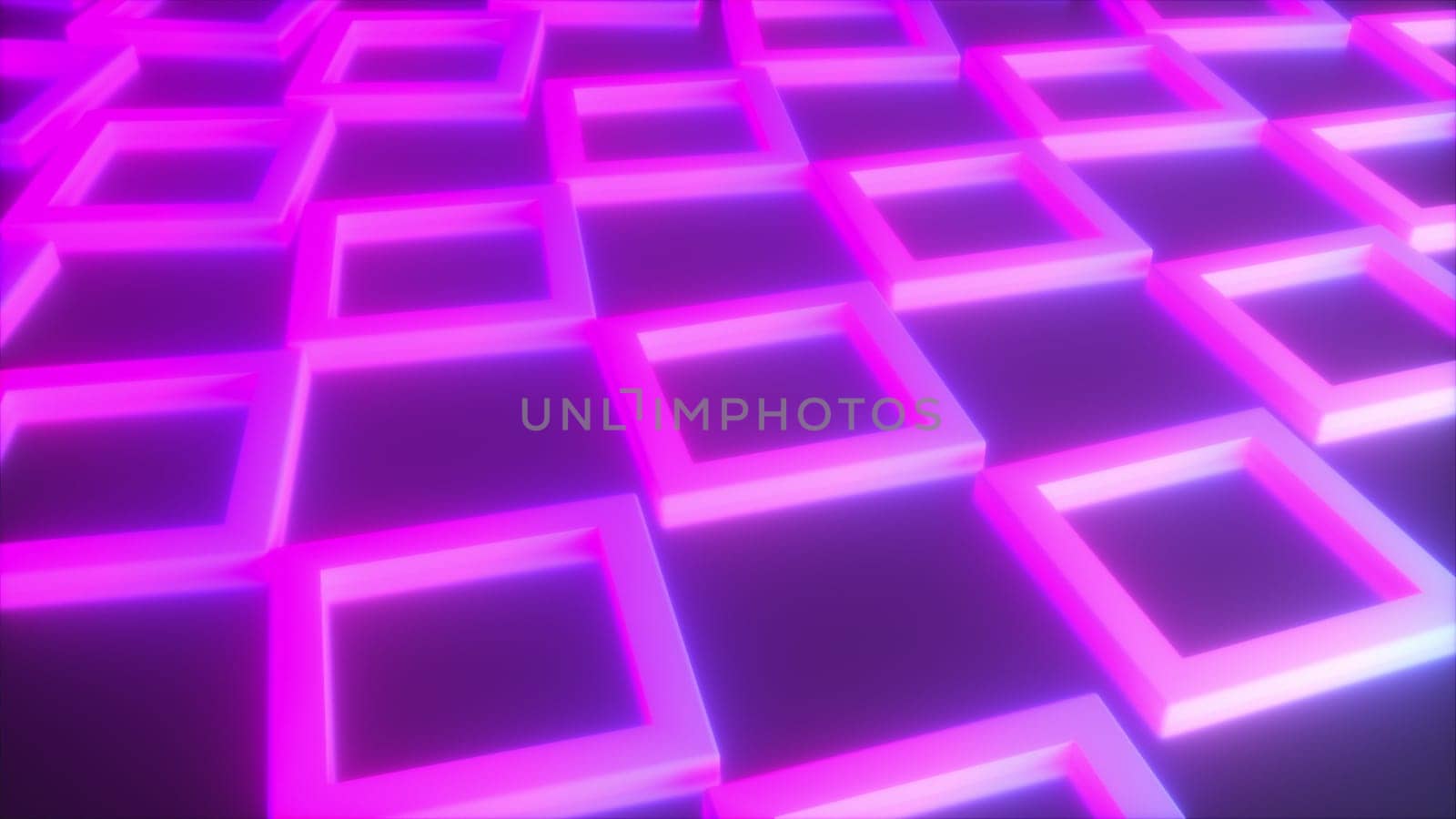 Neon squares. Computer generated 3d render
