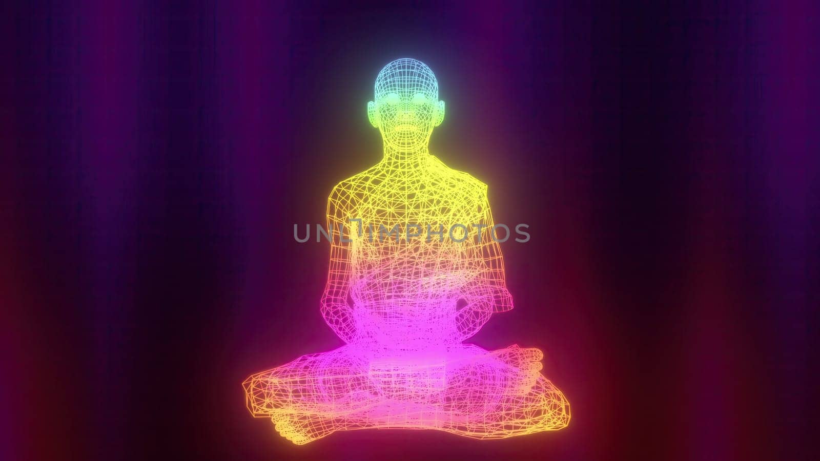 Neon monk. Computer generated 3d render,Neon monk. Computer generated 3d render