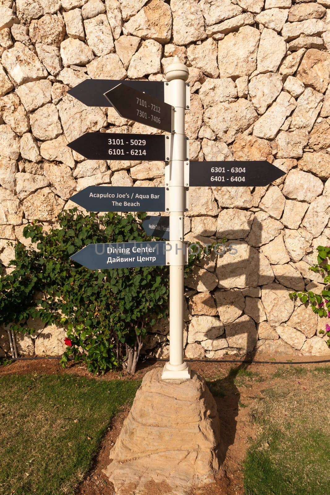 signboard on the beach at the luxury hotel, Sharm el Sheikh, Egypt