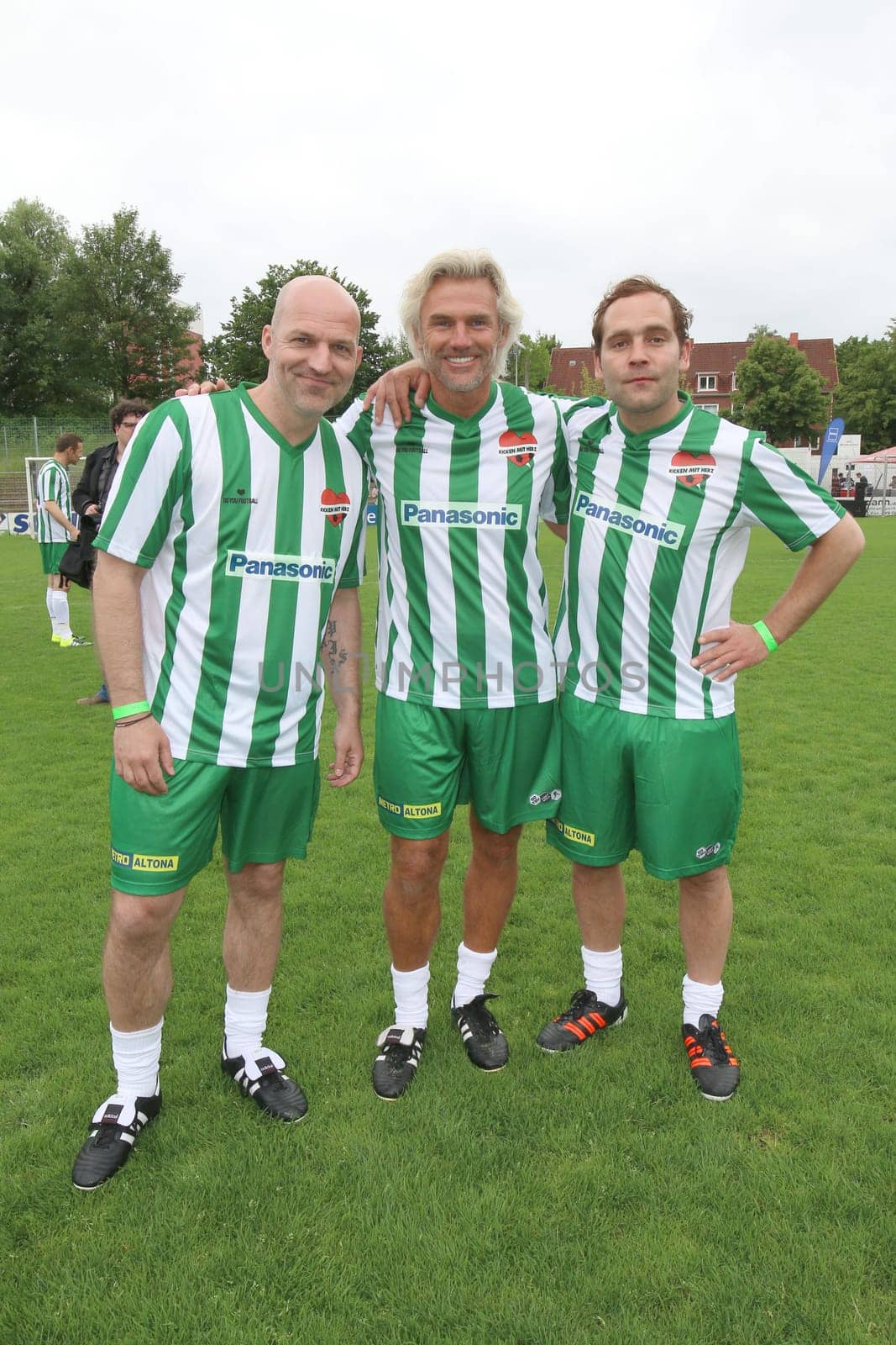 Stefan Schnoor,Bobby Dekeyser and Aki Bosse,The Charity Football Game Kicking with Heart at the Stadion Hoheluft,Hamburg,14.06.2015