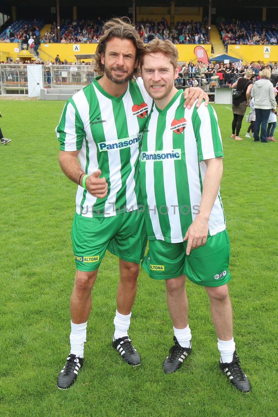 Stephan Luca and Johannes Oerding,The charity football game Kicking with heart at the Stadion Hoheluft,Hamburg,14.06.2015
