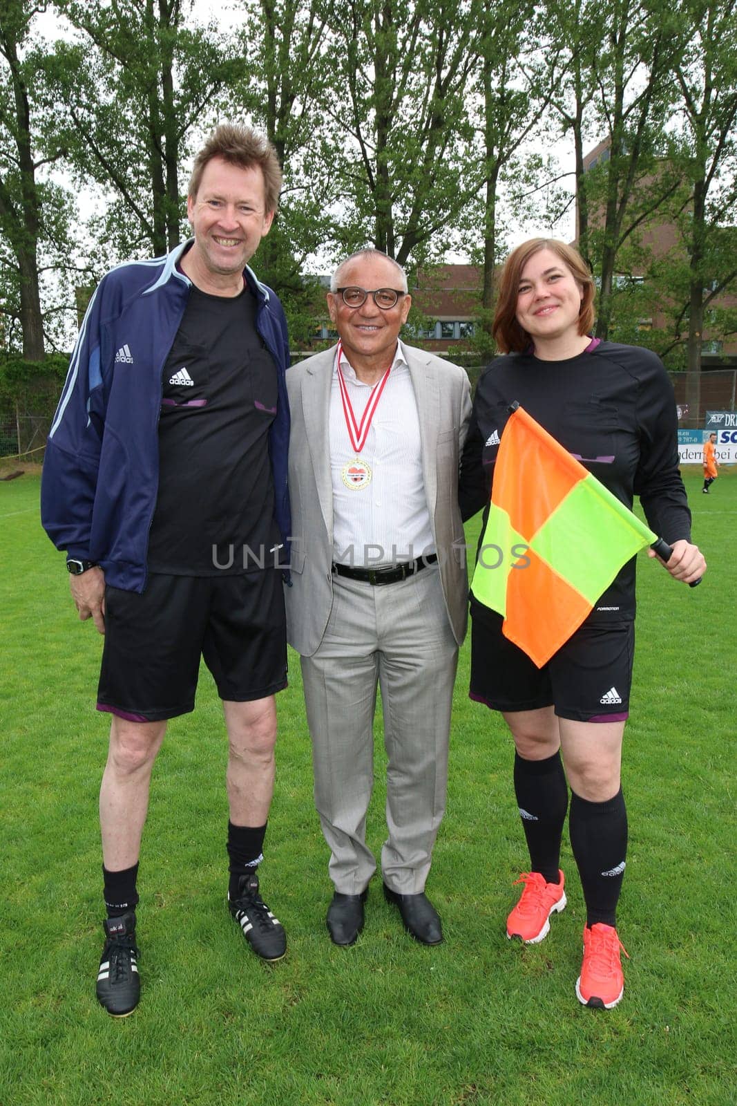 Lou Richter,Felix Magath and Katharina Fegebank,The charity football game Kicking with heart at the Stadion Hoheluft,Hamburg,14.06.2015