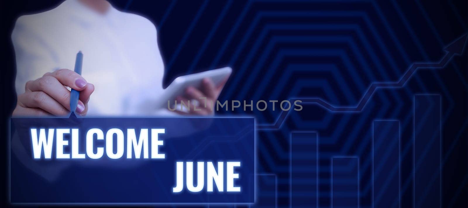 Text showing inspiration Welcome June, Business approach Calendar Sixth Month Second Quarter Thirty days Greetings