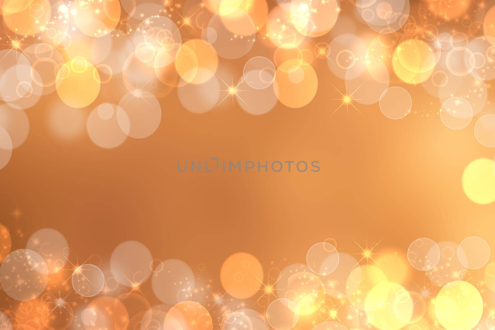 Abstract festive gold yellow glitter sparkle confetti background texture with stars and a frame. Made for party, valentine, wedding, invitation or other holidays. Card concept.
