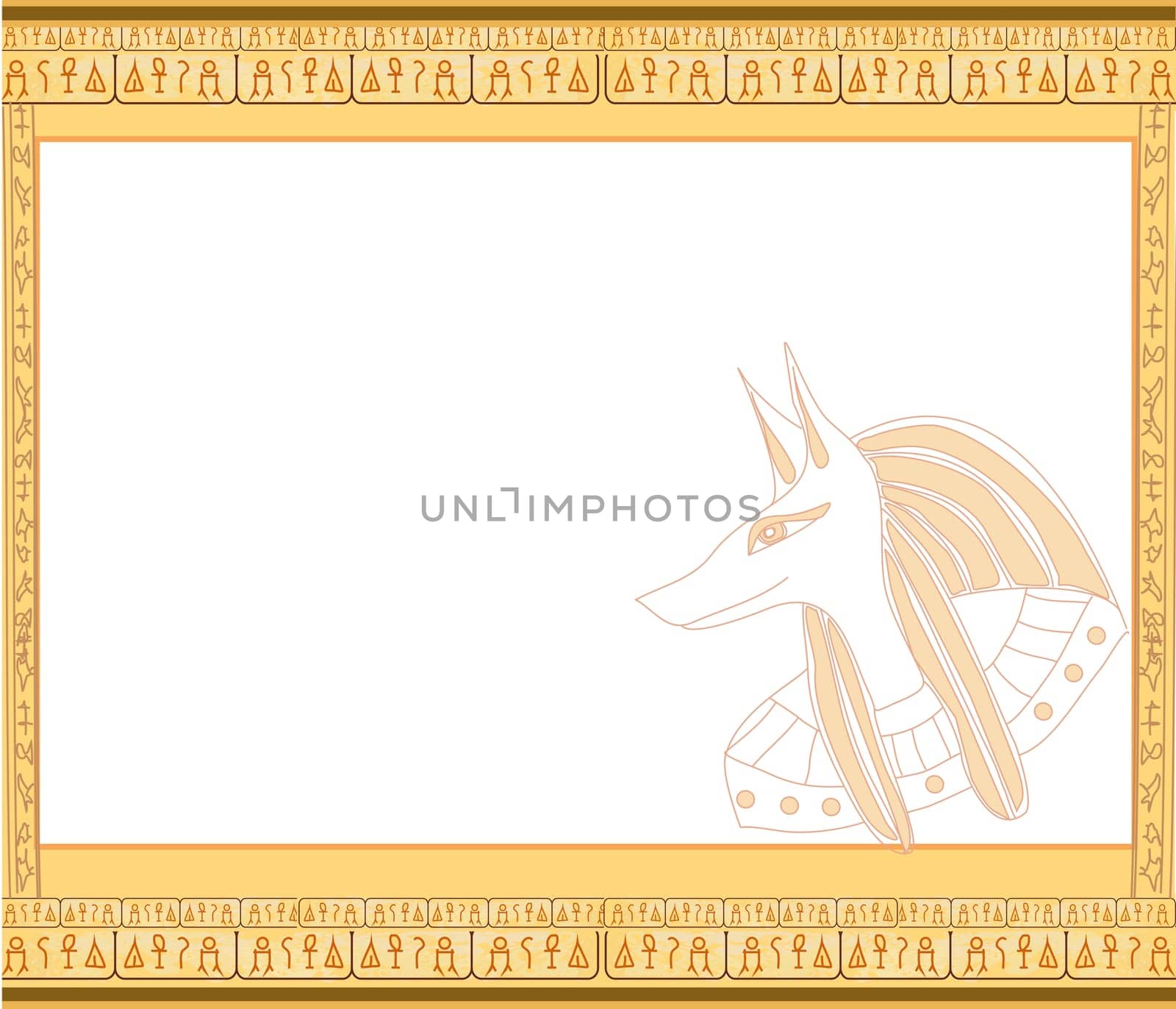 abstract grunge frame god Anubis hieroglyphs pattern
