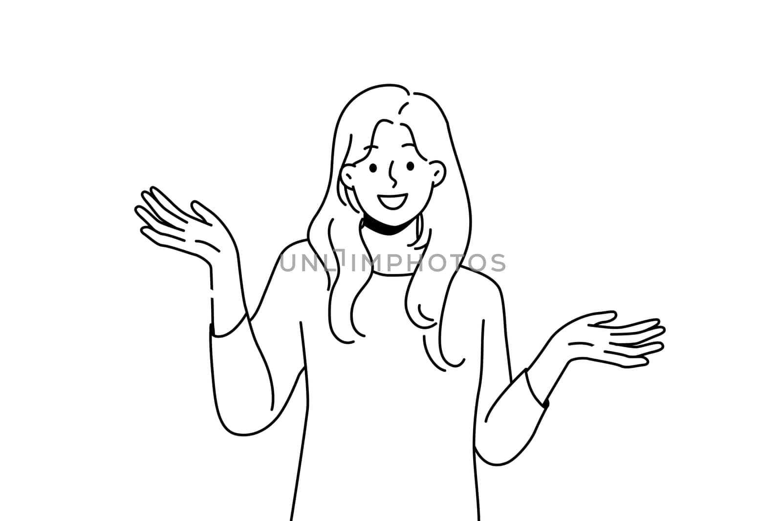 Smiling young woman with confetti have fun celebrating. Happy girl enjoy party or celebration. Vector illustration.