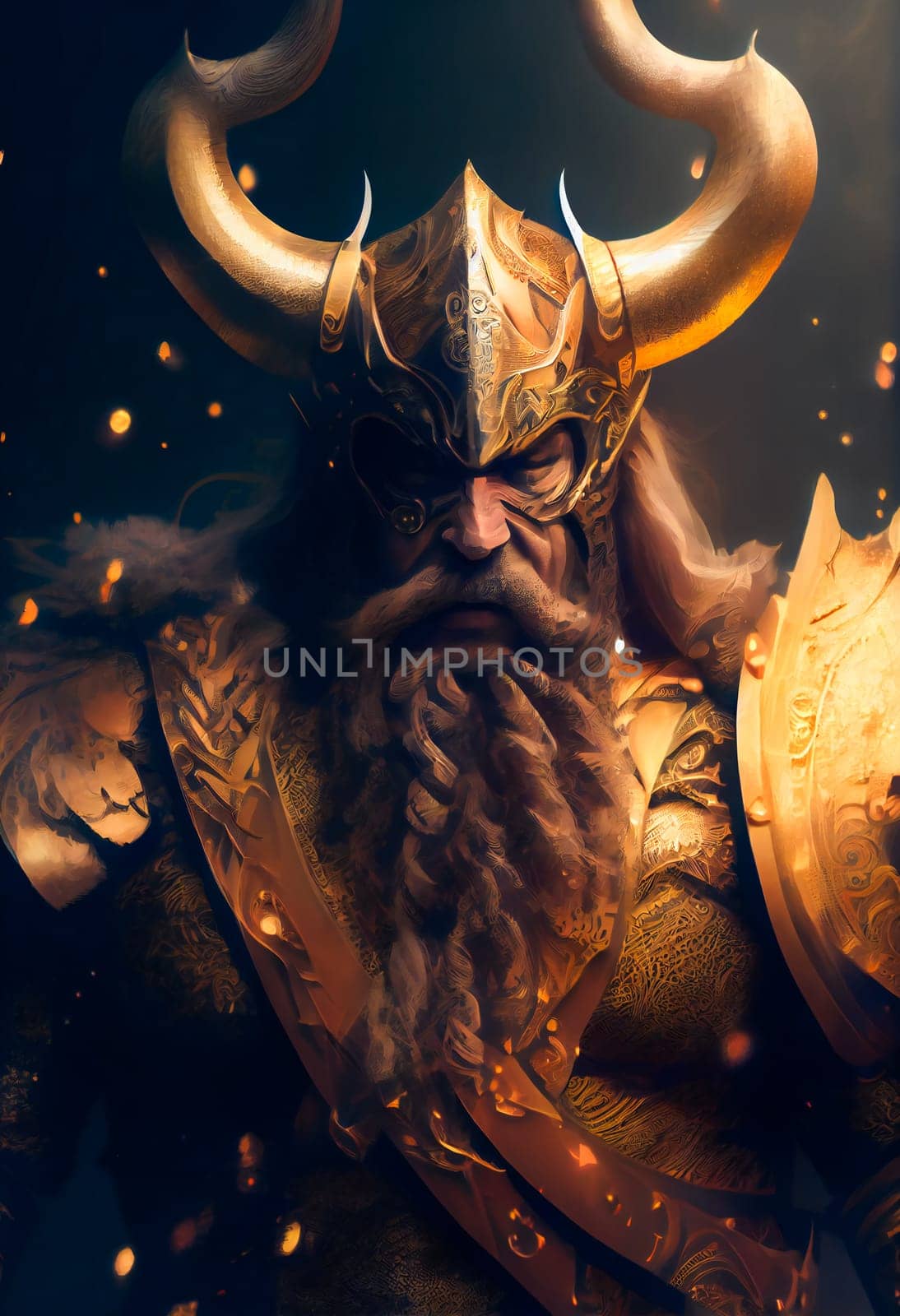 Dark viking warrior. Generative AI .