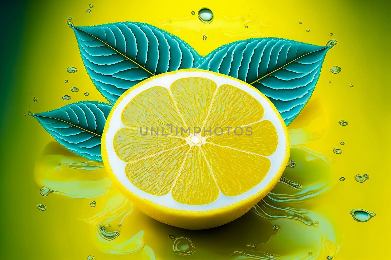 Fresh lemon  backgrond.  Image created with Generative AI technology.