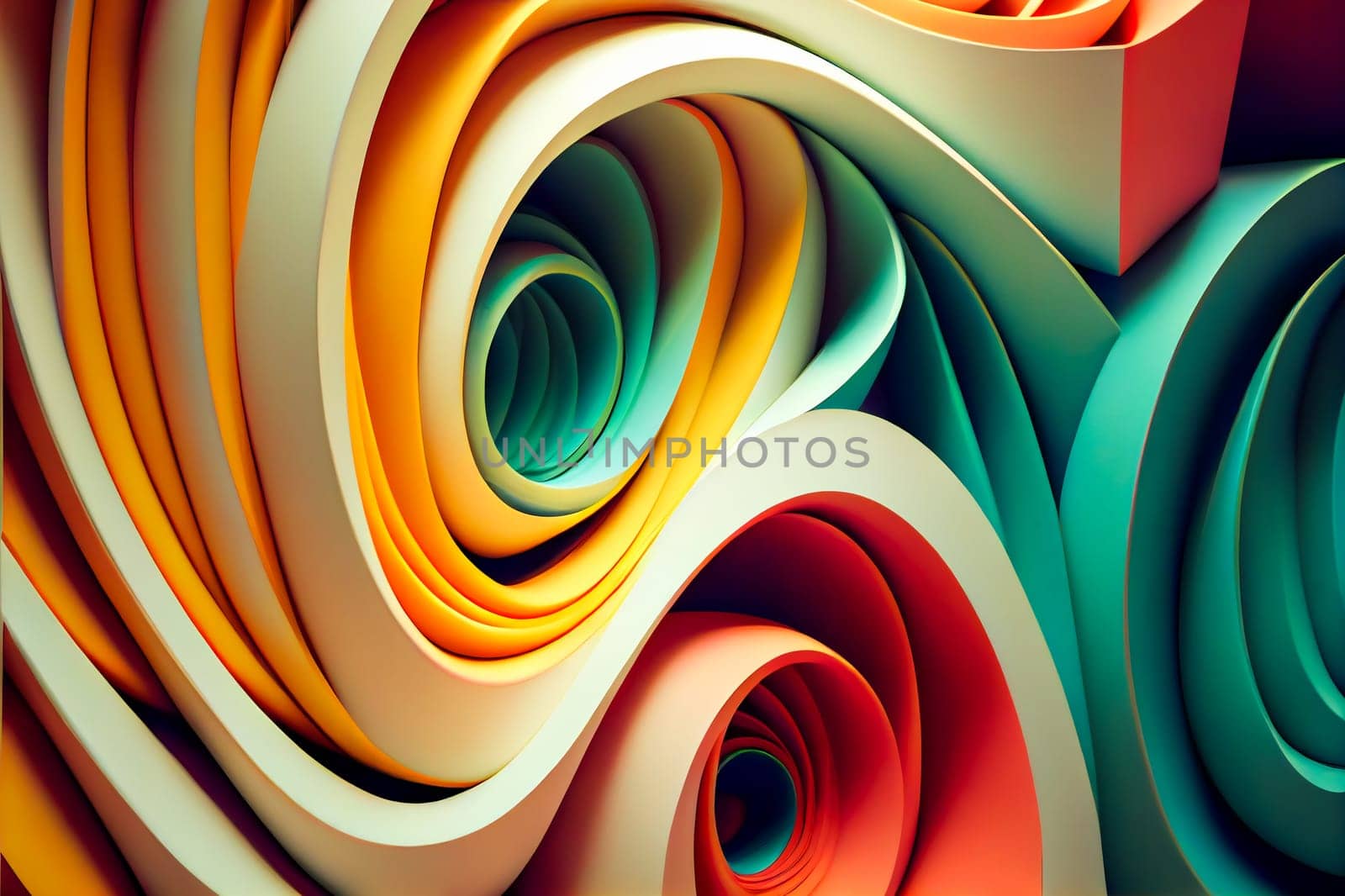 Abstract festive background with burning fantastic swirl.   Surreal 3d  wallpaper background.  Generative AI.