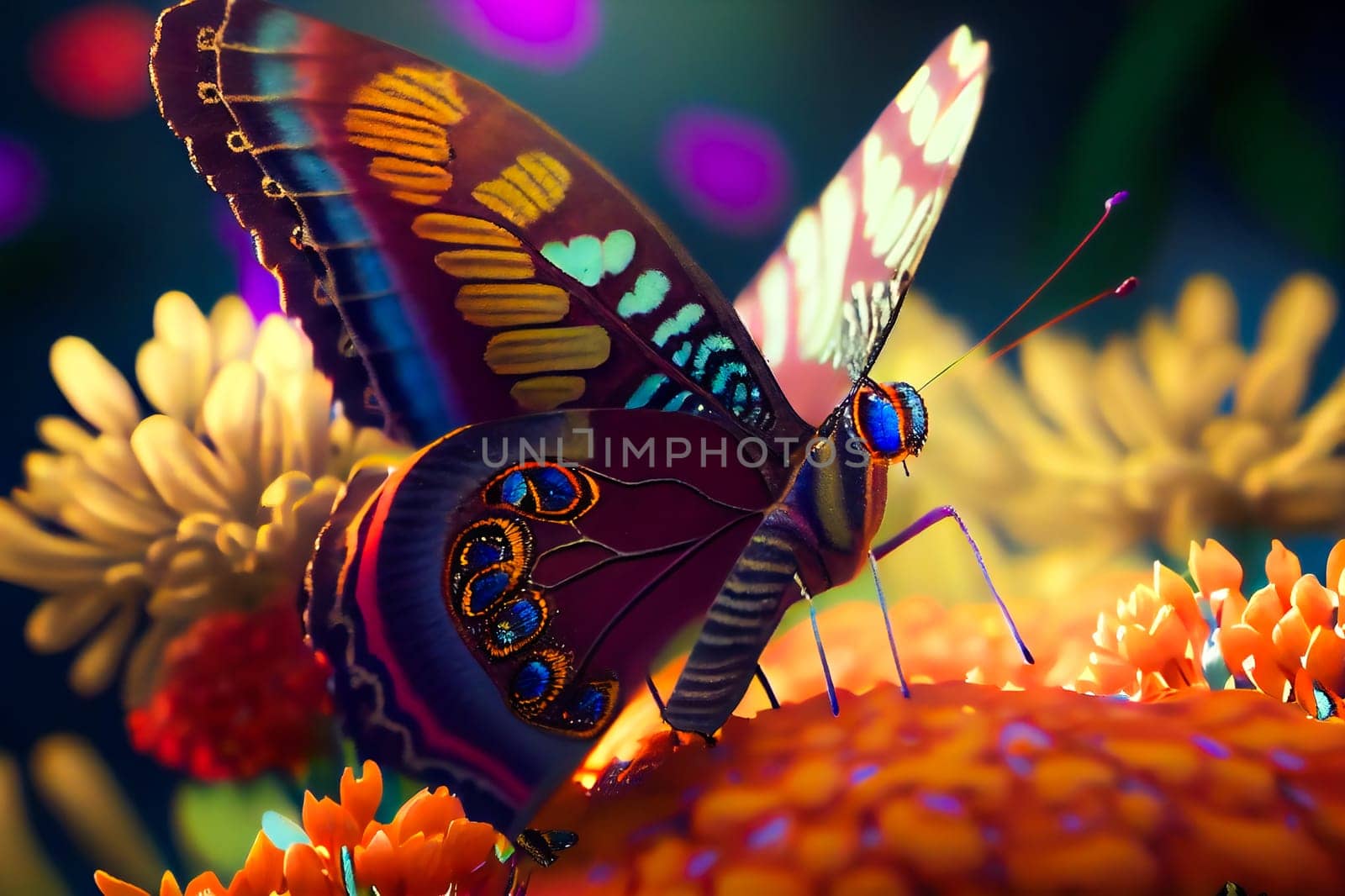 Beautiful butterfly on a flower.  Generative AI