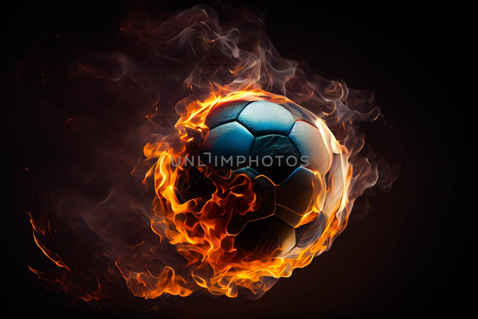 Burning Soccer Ball.  Generative AI.