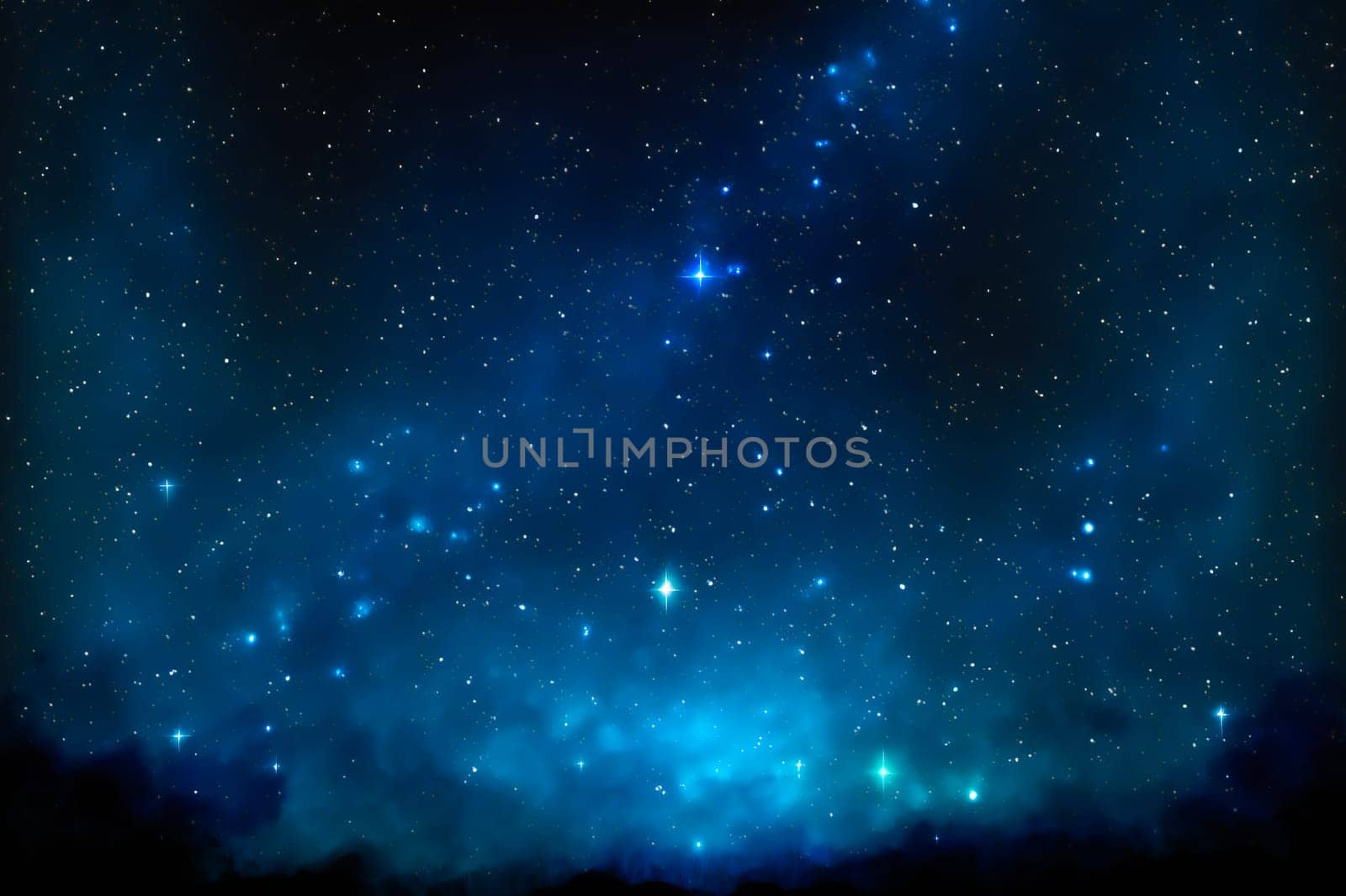 Dark Night Starry Sky Background.  Image created with Generative AI technology.
