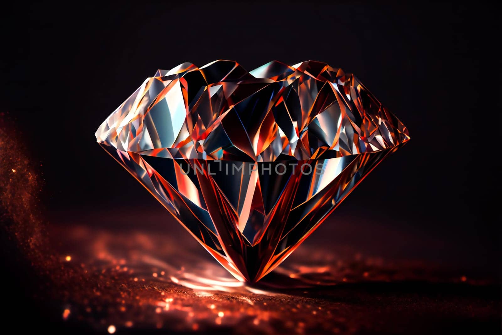 Diamond on black background.  Generative AI.
