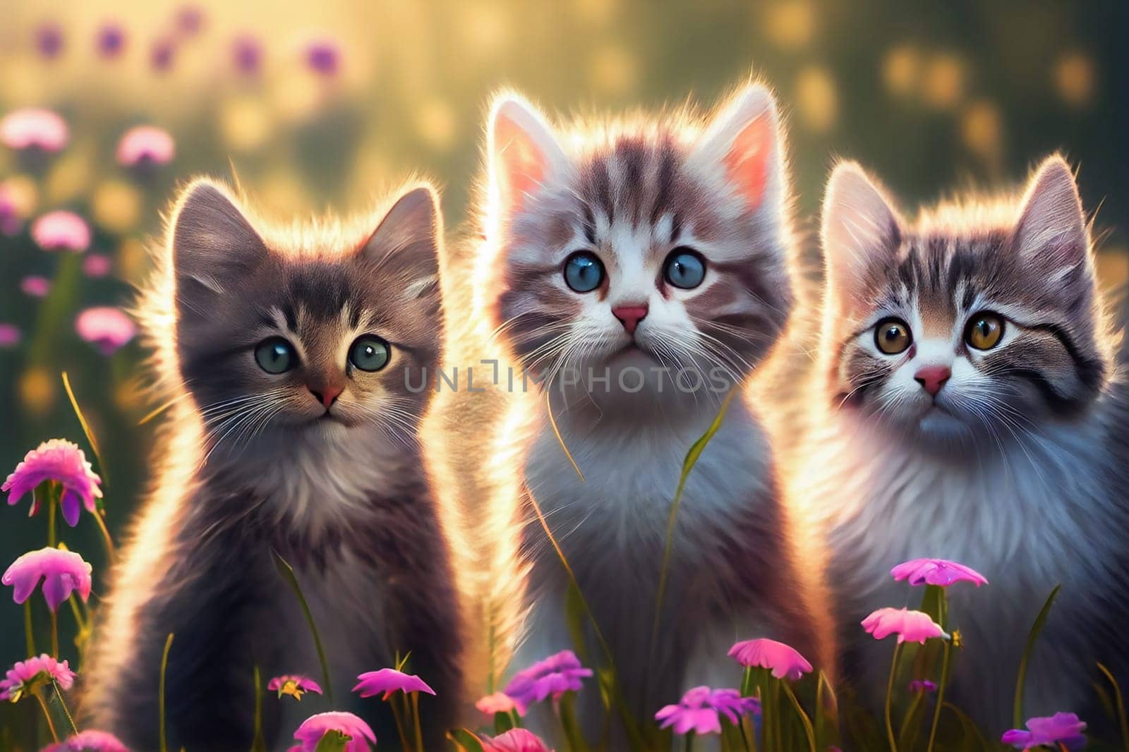 Kitten over natural background.  Generative AI.