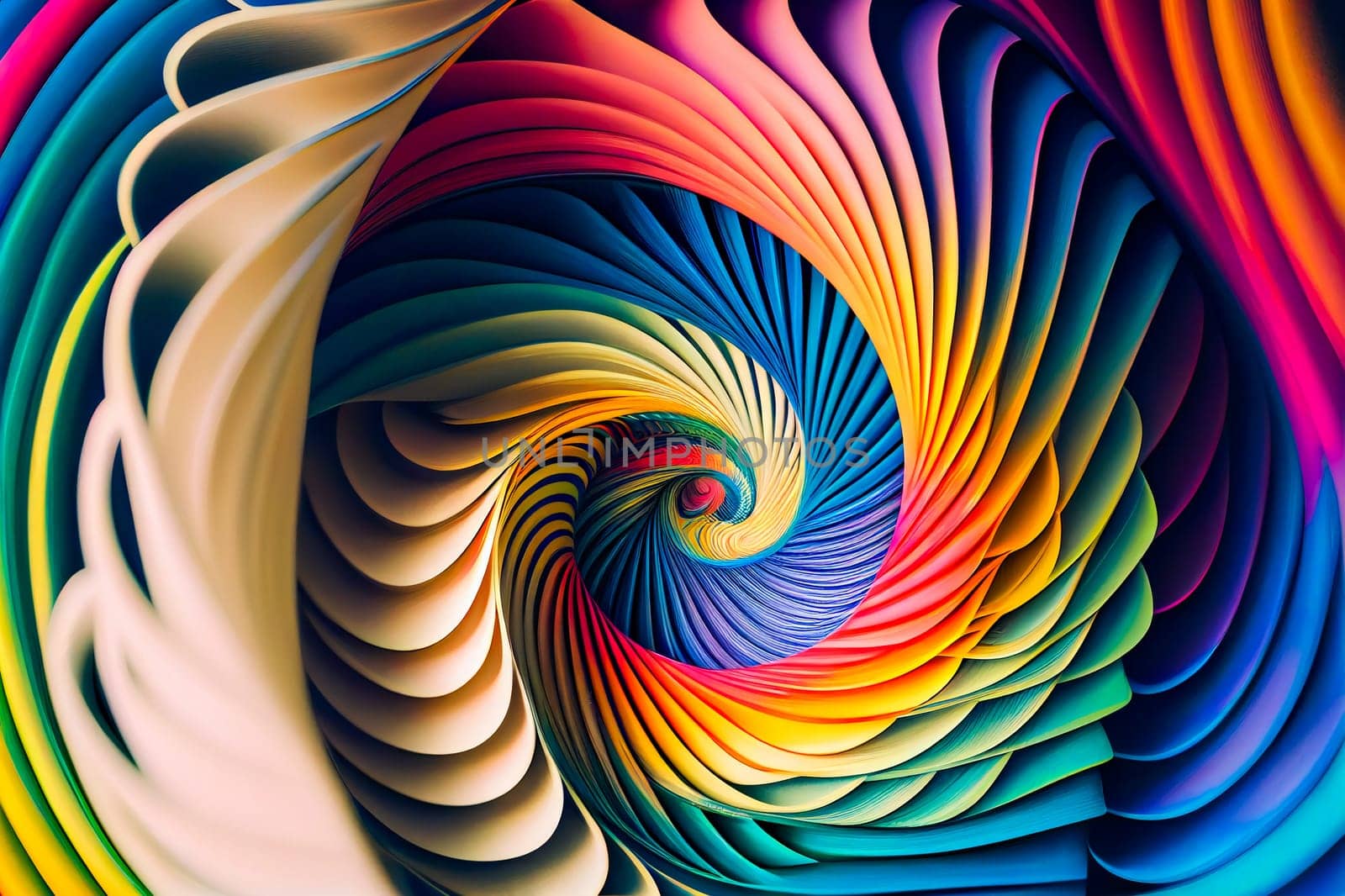 Hypnotic Multicolored Spiral Background.  Rainbow Swirl. Generative AI.