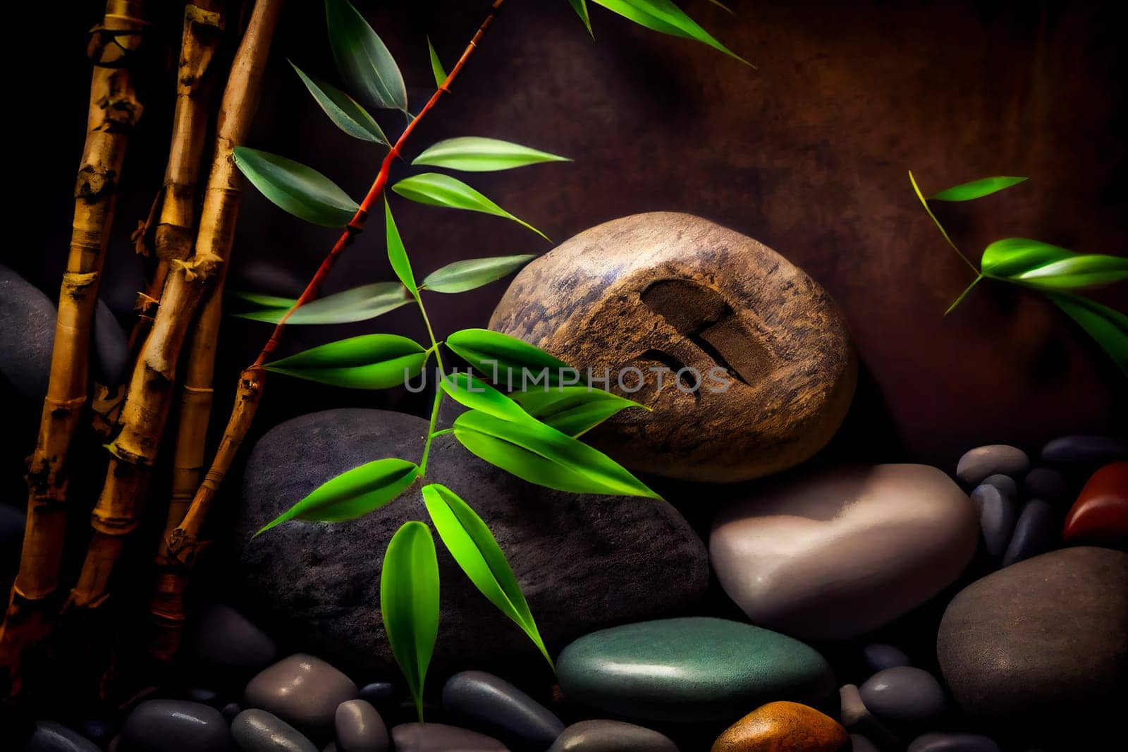 Spa Still Life With  Stones.  Generative AI.