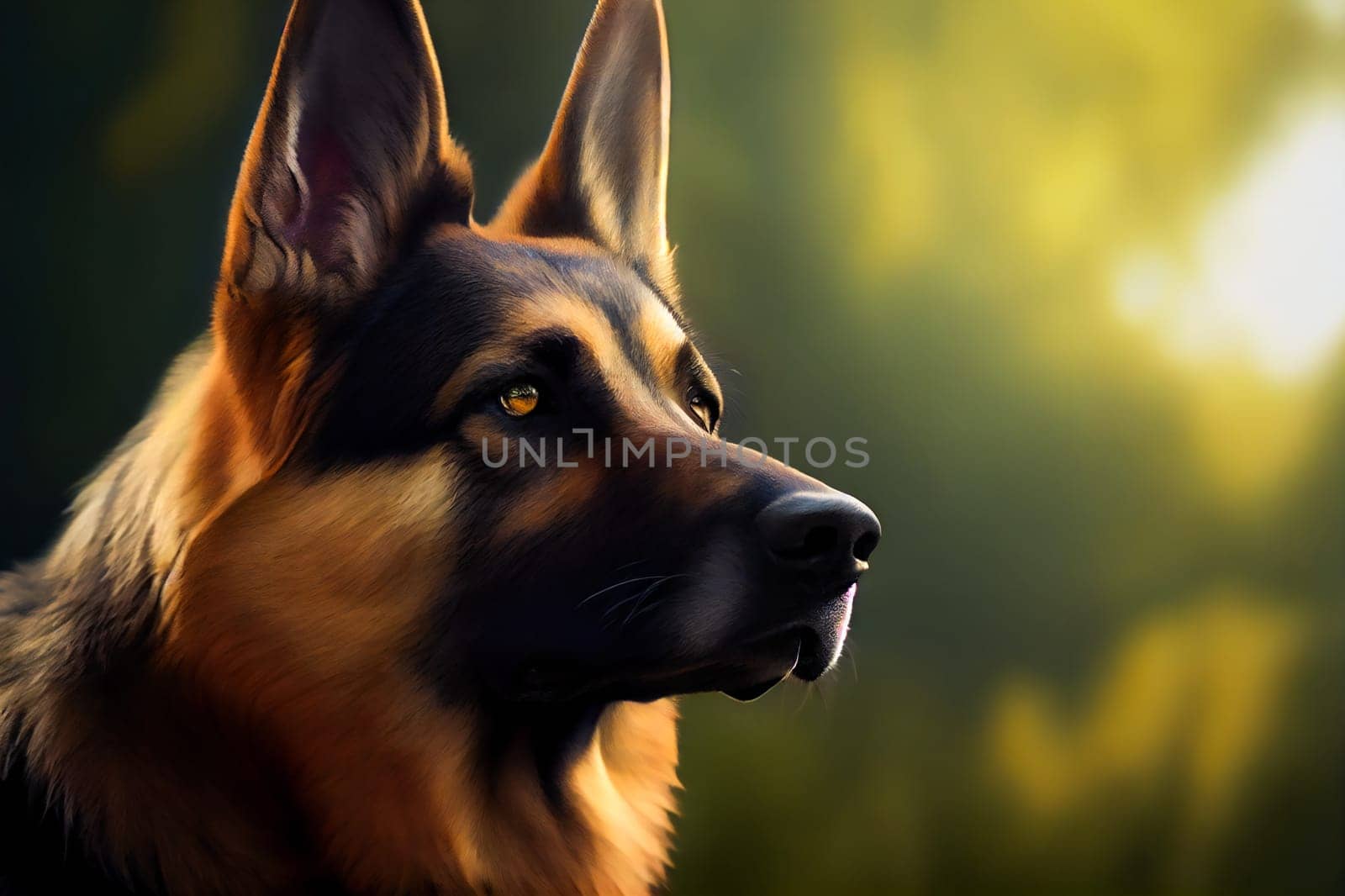 Purebred German Shepherd Dog.  Generative AI.