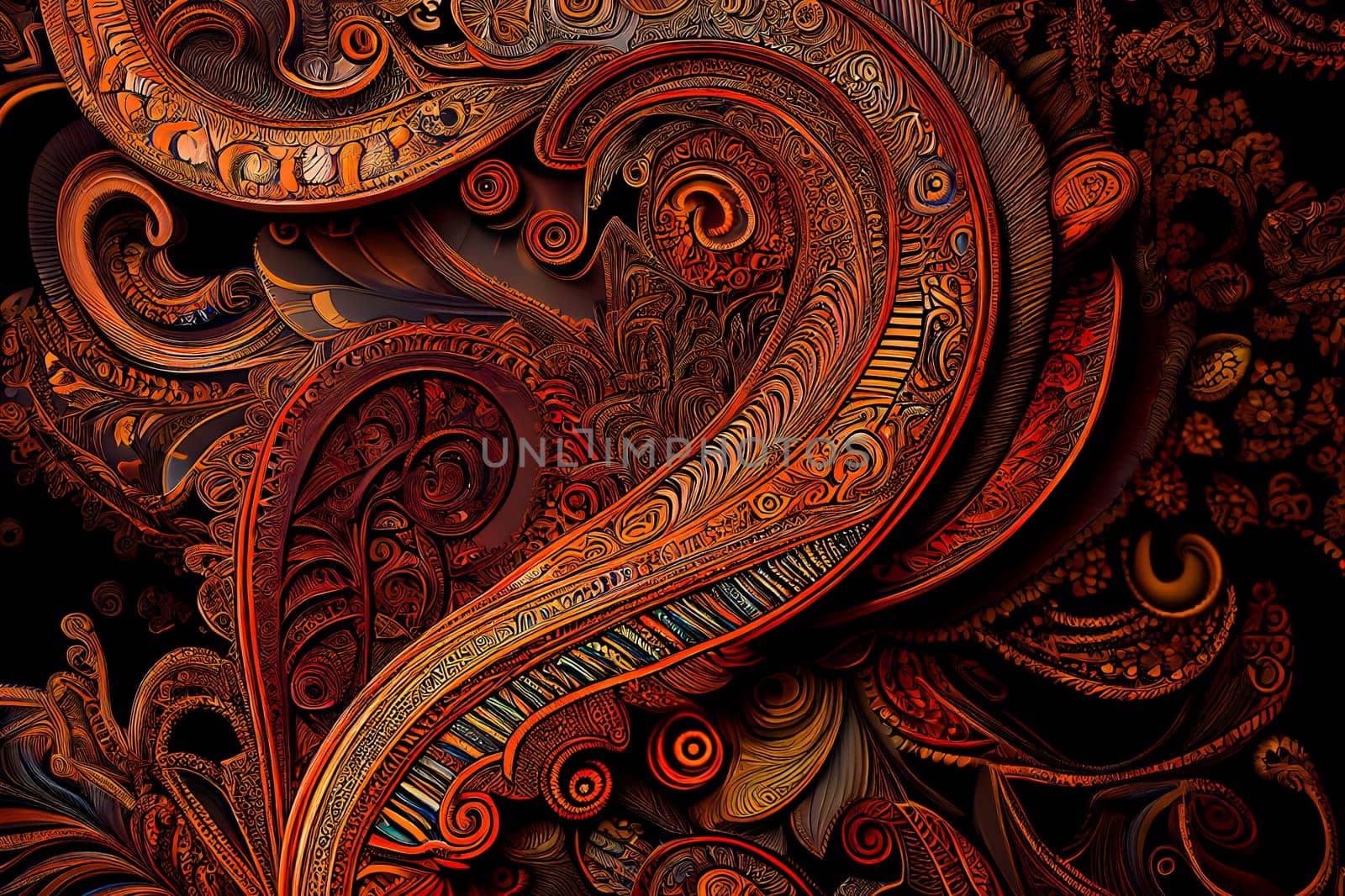 Seamless paisley background. Generative AI.