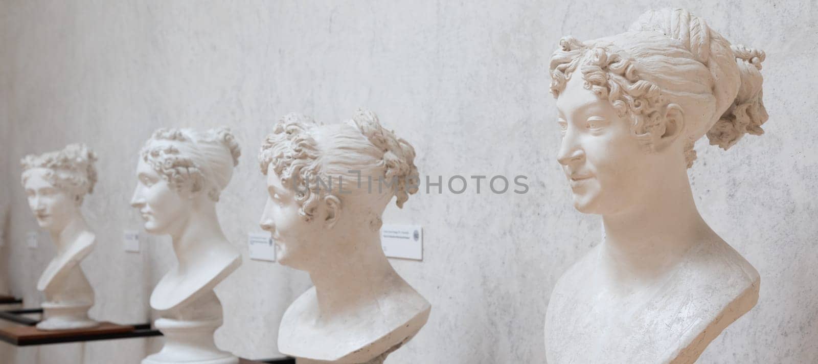 Possagno, Italy - August 2022: Antonio Canova collection. Classical sculptures in perspective, gallery of masterpieces