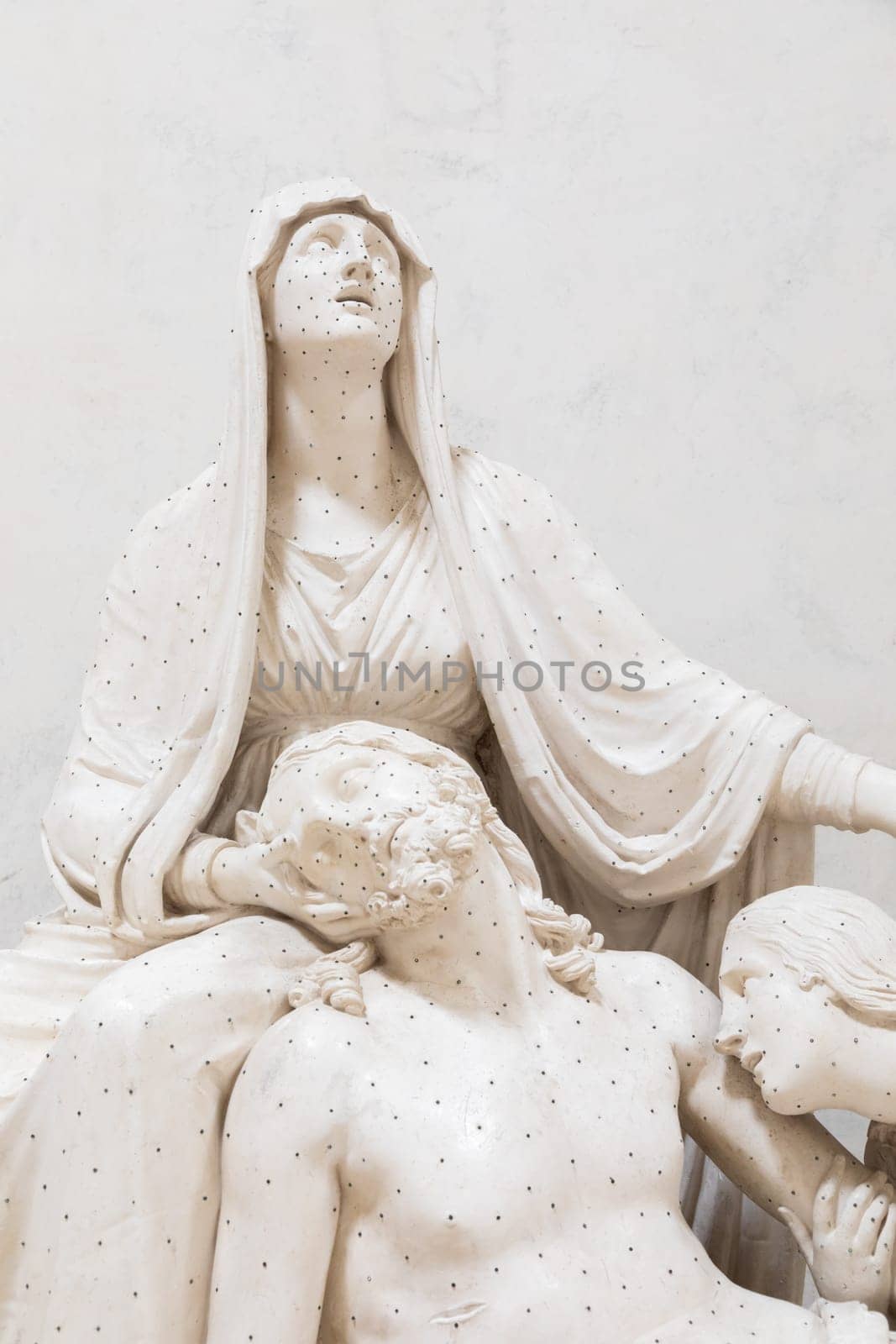 Possagno, Italy - August 2022: Antonio Canova sculpture,  Lamentation over the Dead Christ - 1822