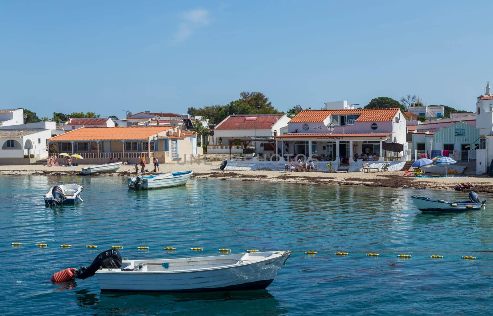 Olhao, Portugal: April 14th, 2022 - Armona Island in Ria Formosa. Olhao, Algarve, Portugal