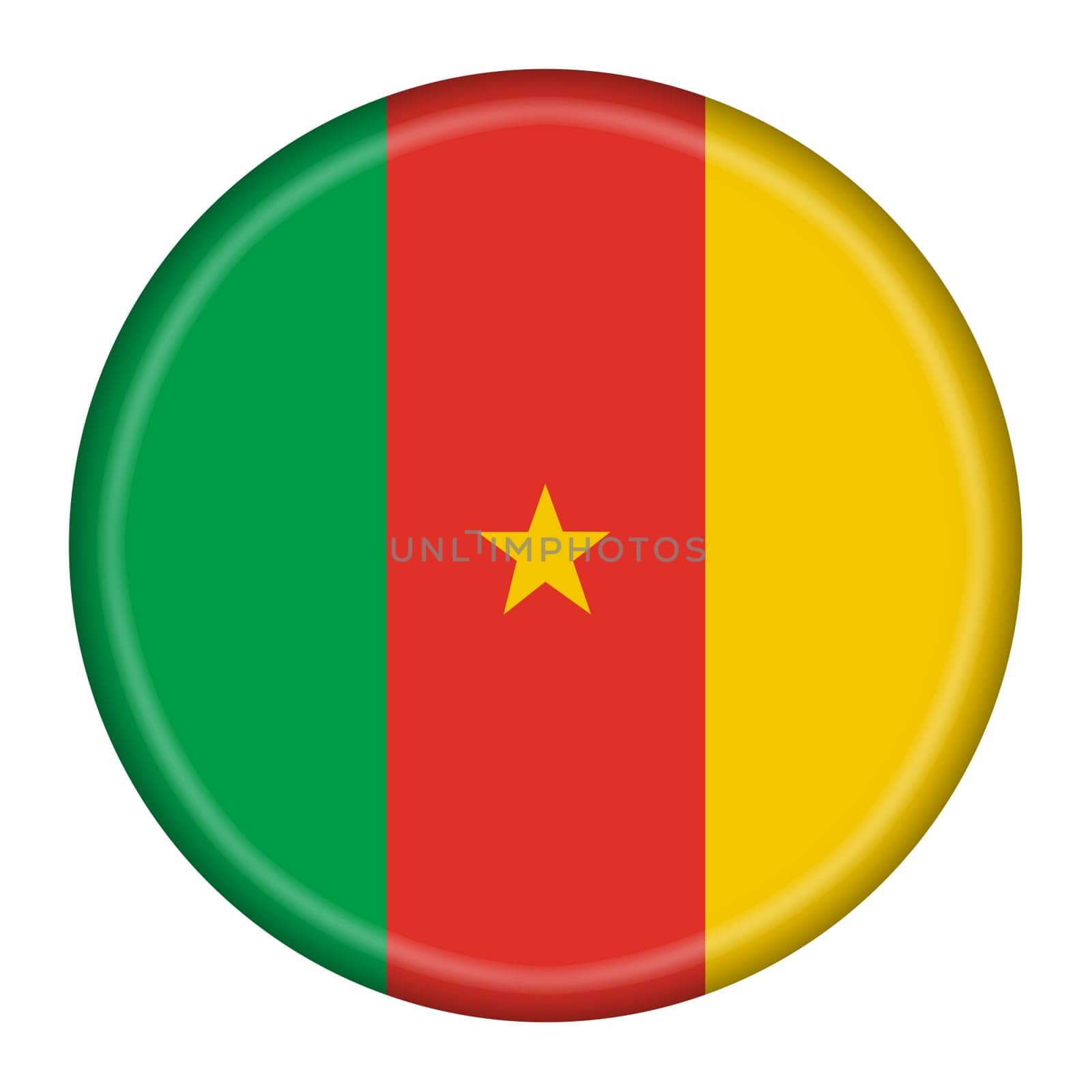 A Cameroon button flag 3d illustration with clipping path