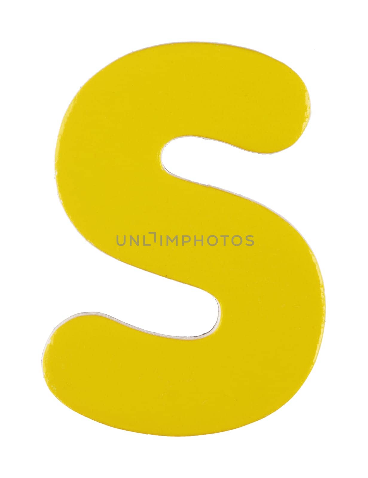 An upper case S magnetic letter on white with clipping path