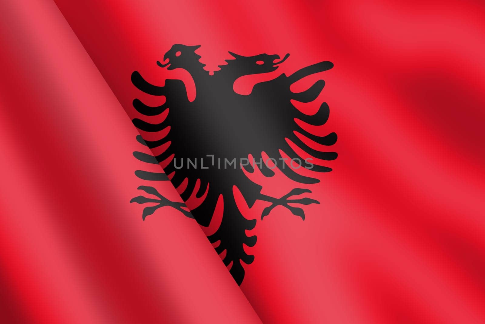An Albania waving flag 3d illustration wind ripple