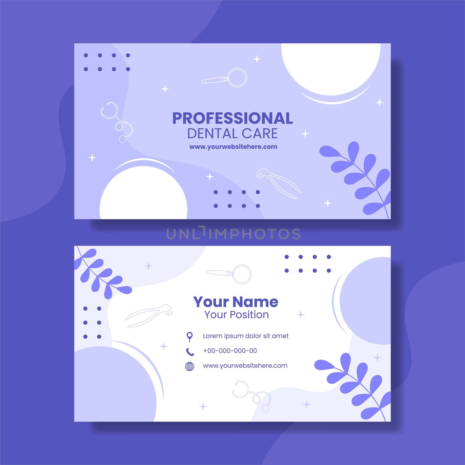 Dental Care and Clinic Card Horizontal Flat Cartoon Hand Drawn Templates Illustration