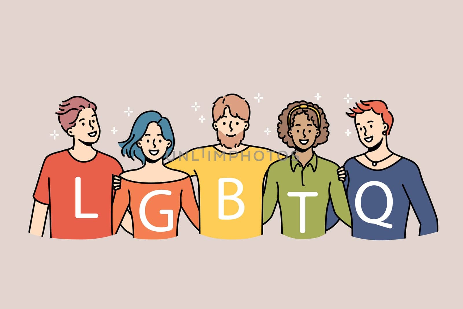 Smiling people support LGBTQ community
