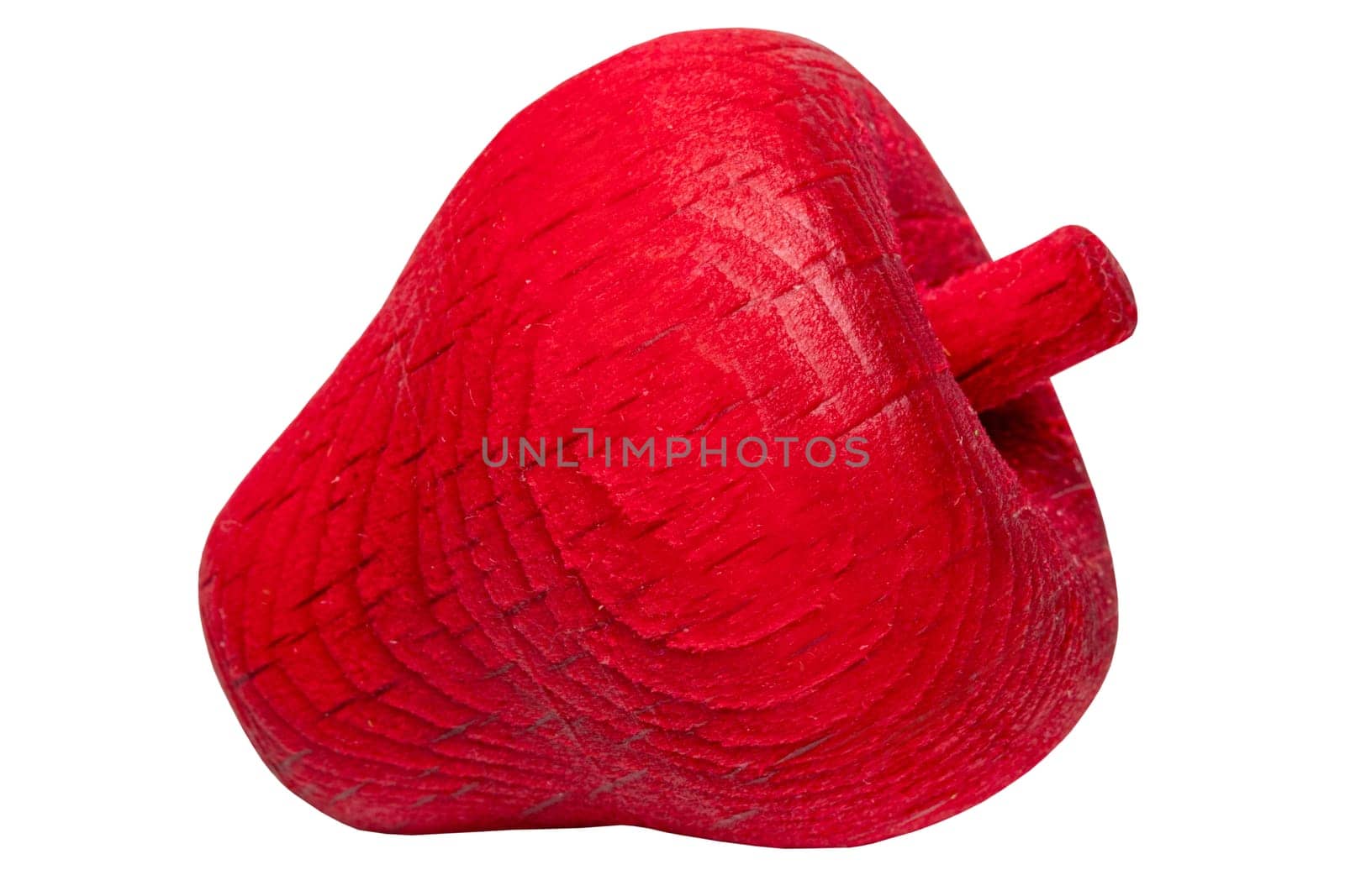 Scented wooden balls. Close-up of a red air freshener made of wooden ball and aromatized with essential oils. Clipping path. Beautiful gift isolated on white. Macro.