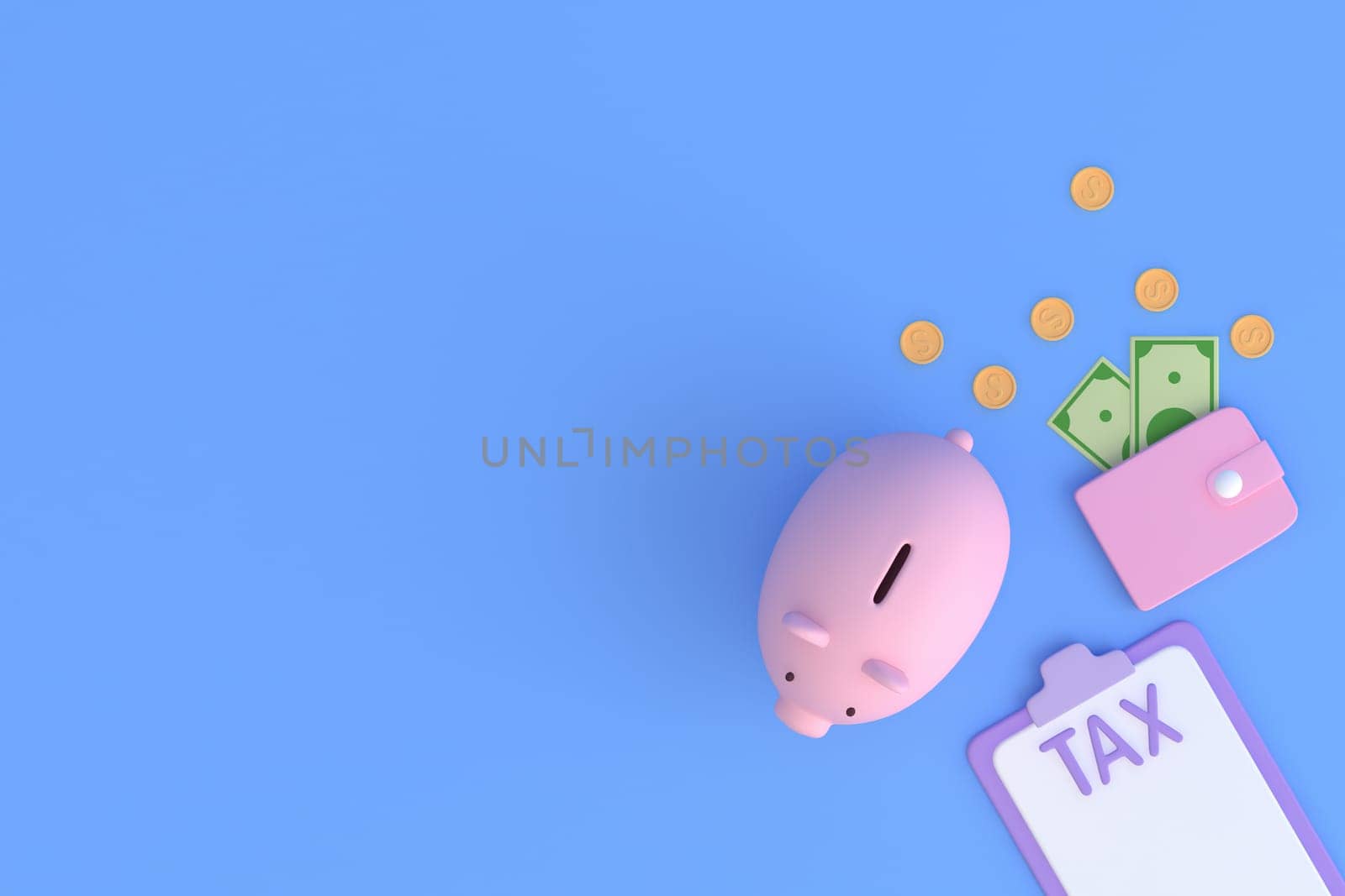 Tax Day Reminder Concept. 3d illustration submit tax by online concept, online tax payment and report. Business income.