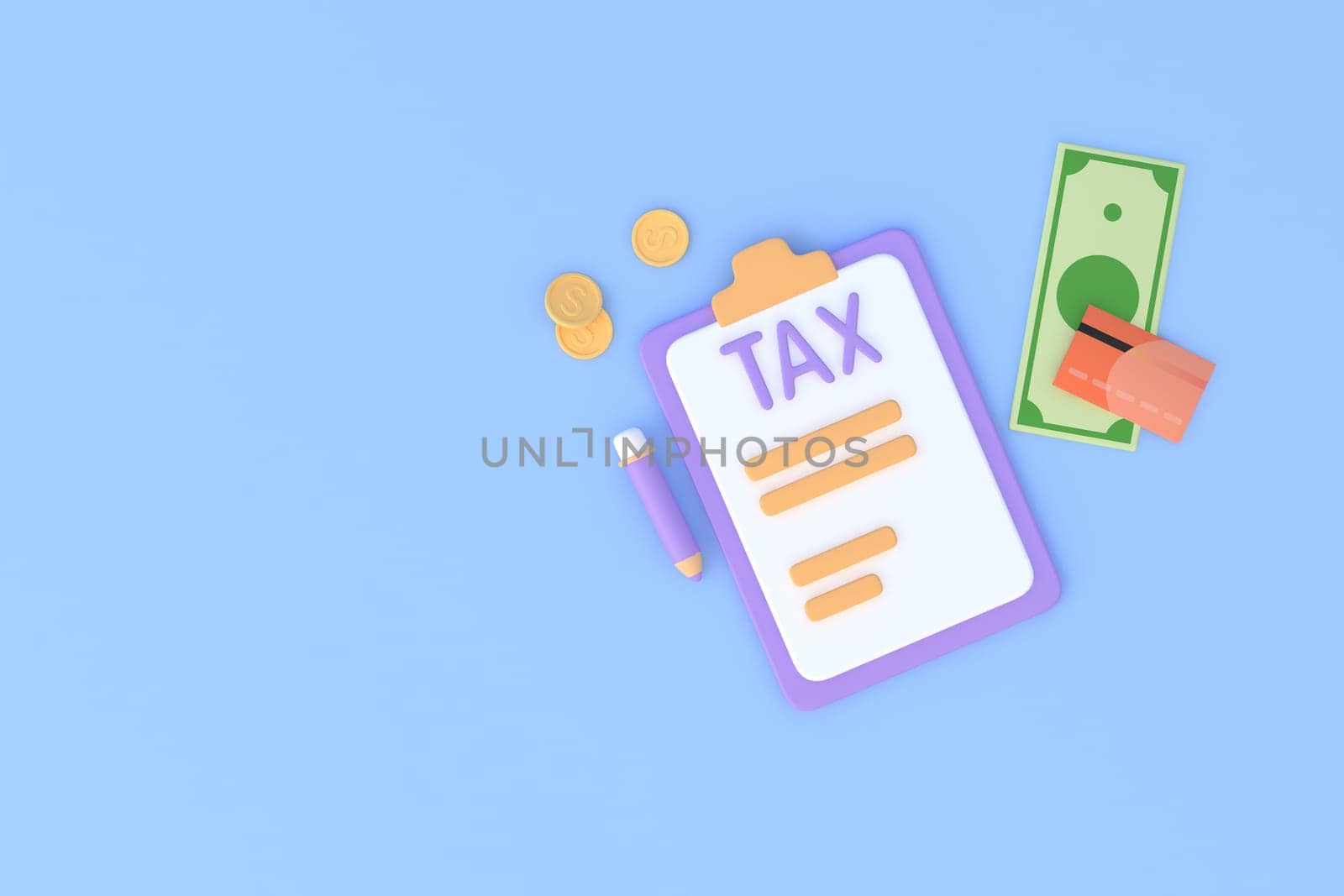 Tax Day Reminder Concept. 3d illustration submit tax by online concept, online tax payment and report. Business income.