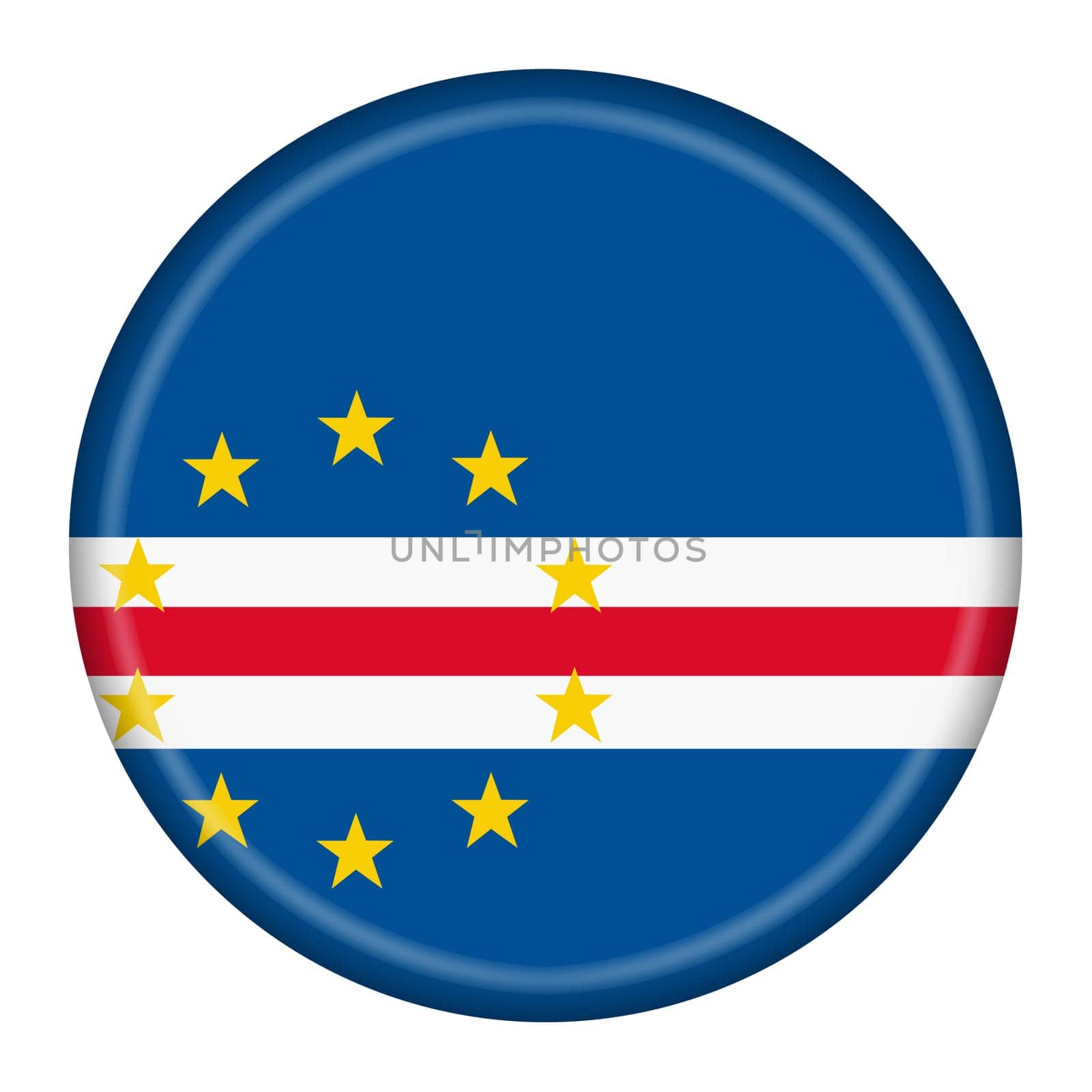 A Cape Verde Islands button flag white blue yellow 3d illustration