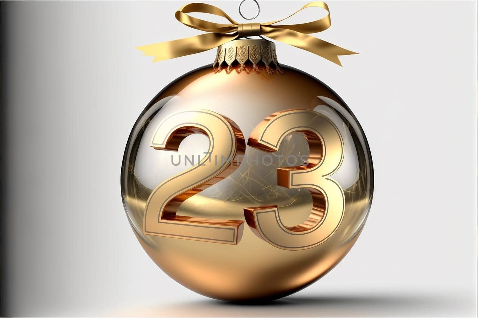 Abstract christmas ball. Christmas greeting card background. Digital 3D illustration
