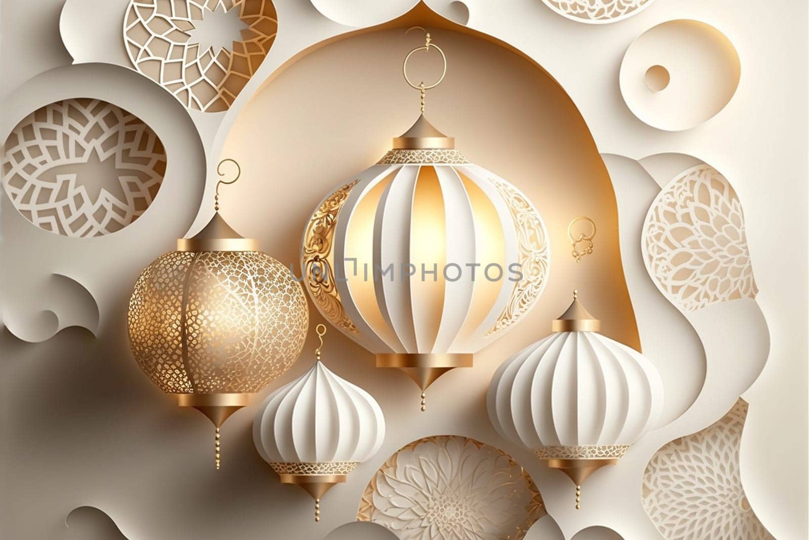 Abstract Ramadan Kareem background. Digital 3D illustration